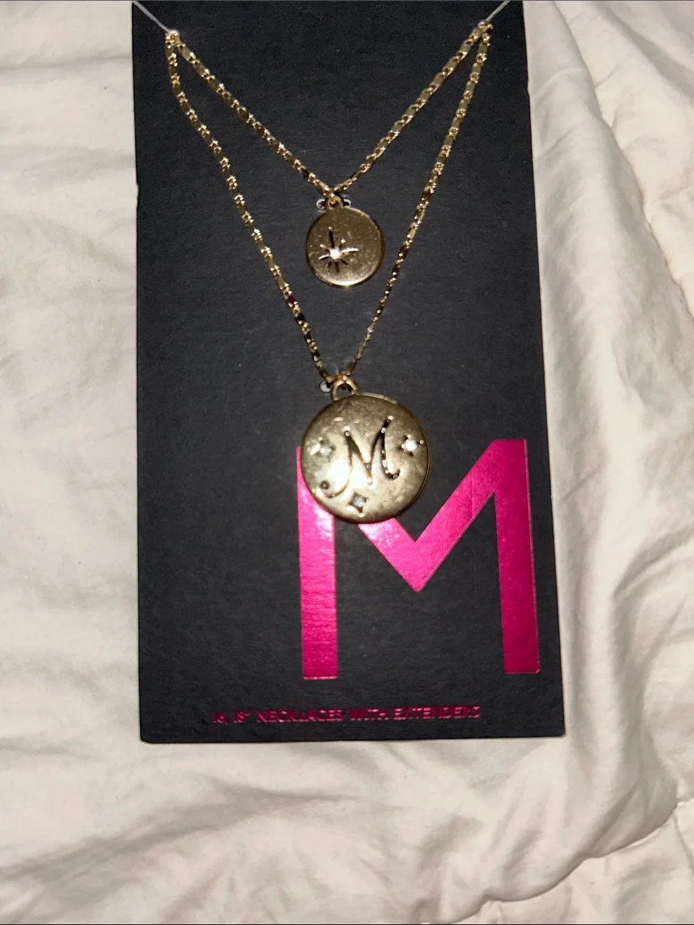 No Boundaries Gold Tone Layered Necklace Set, “M” Initial, NWT